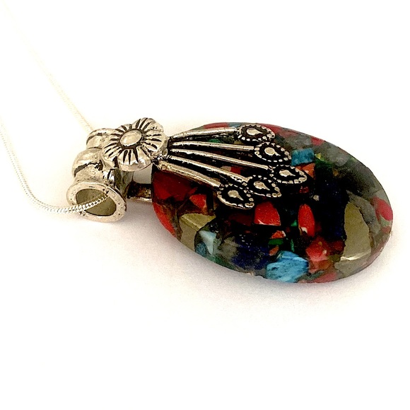 Jewelry - Beautiful, unique, copper red coral, 2 inch pendant on 925 marked 22 inch chain